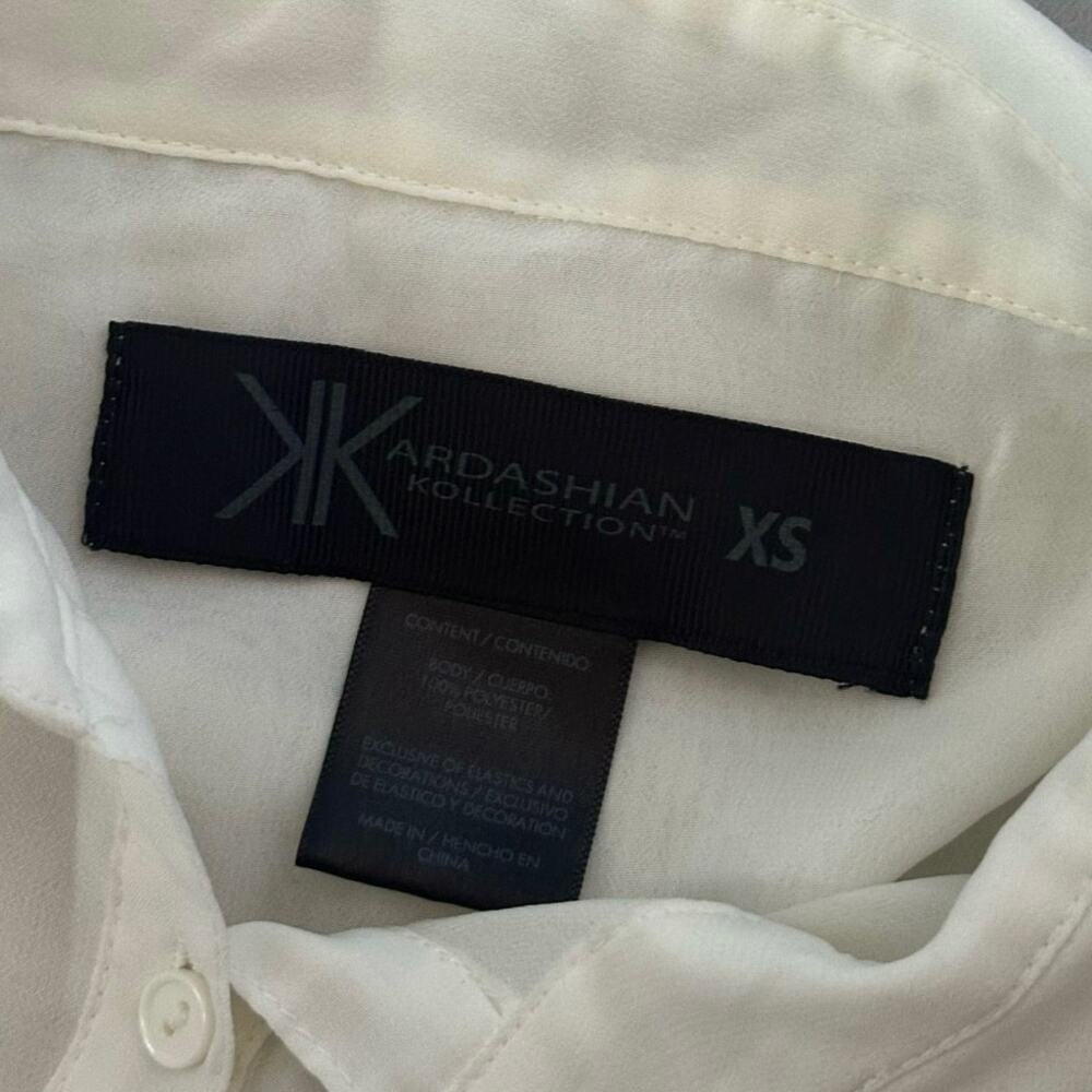 kardashian kollection white mesh button up blouse - Picture 3 of 3